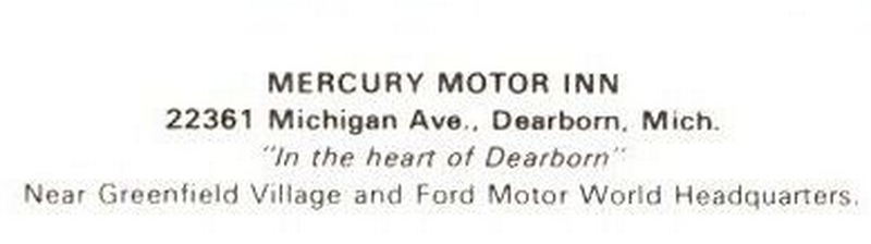 Mercury Motor Inn - Vintage Postcard (newer photo)